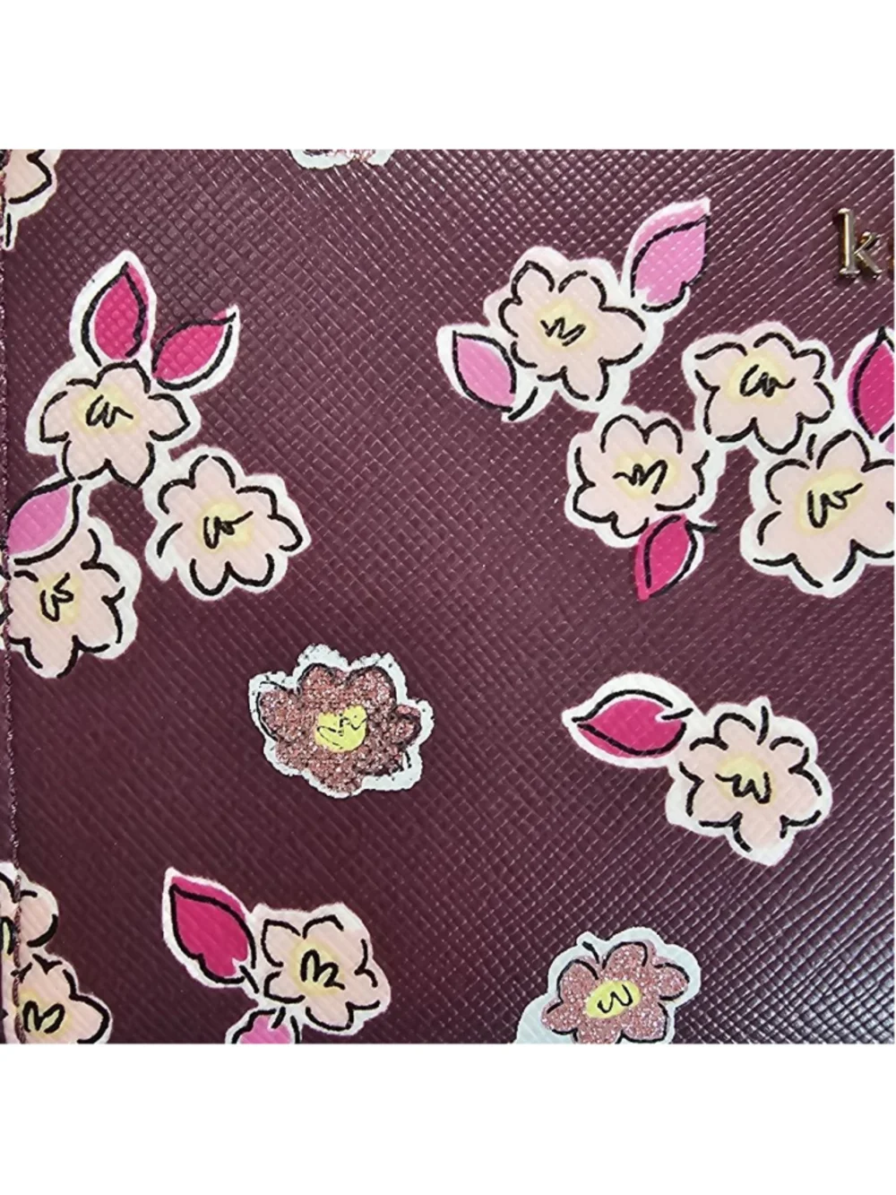 NWT Kate Spade slim continental wallet, frosted floral, deep berry